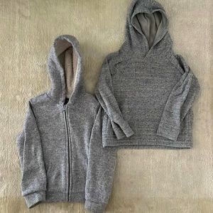 Plush kids’ hoodies, both size 5/6T. One is Children’s Place, one is Cat & Jack